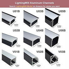 Load image into Gallery viewer, LightingWill 20-Pack 18x18mm V-Shape LED Aluminum Channel 6.6ft/2M Black Corner Mount Track for &lt;12mm Width Flex/Hard LED Strips with Milky White Cover, End Caps and Mounting Clips V03B2M20
