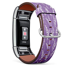 Load image into Gallery viewer, Replacement Leather Strap Printing Wristbands Compatible with Fitbit Charge 2 - Lavender Flowers Pattern on Purple Background
