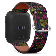 Load image into Gallery viewer, Replacement Leather Strap Printing Wristbands Compatible with Fitbit Versa - Hipsters Background with Fitbit TV, Boom Box, Sneaker
