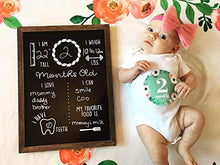 Load image into Gallery viewer, Baby Monthly Milestone Chalkboard | 12&quot; x 16&quot; Wood Framed Reusable Monthly Baby Milestone Board | Baby Calendar First Year
