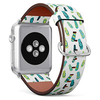 Compatible with Small Apple Watch 38mm, 40mm, 41mm (All Series) Leather Watch Wrist Band Strap Bracelet with Adapters (Flip Flop Color Summer)