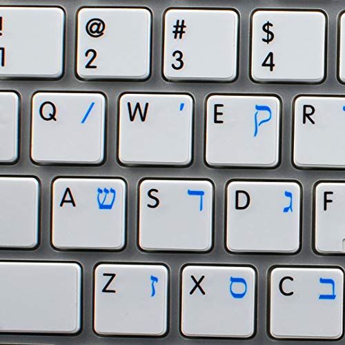 MAC NS Hebrew - English Non-Transparent Keyboard Stickers White Background for Desktop, Laptop and Notebook