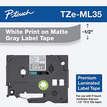 Load image into Gallery viewer, Brother P-Touch TZe-ML35 White Print on Premium Matte Gray Laminated Tape 12mm (0.47) wide x 8m (26.2) long, TZEML35
