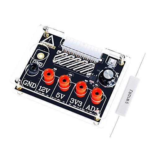 ATX Power Supply Breakout Board and Acrylic Case Kit. with ADJ Adjustable Voltage Knob, Supports 3.3V, 5V, 12V and 1.5V-9.0V (ADJ) Output Voltage, 2A Maximum Output, Reset Protection.