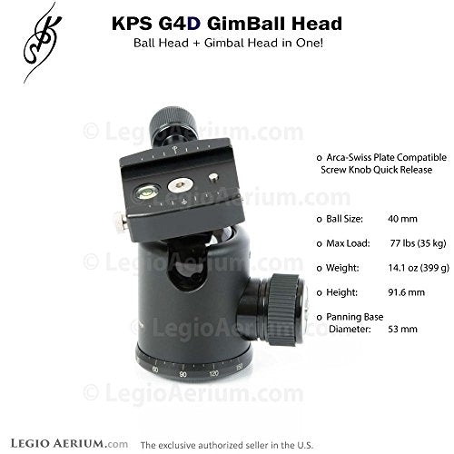 KPS G4D GimBall Head - Professional 40mm Ball Head with Gimbal