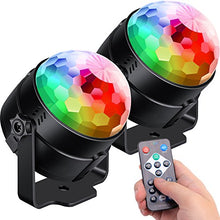 Load image into Gallery viewer, [2-Pack] Sound Activated Party Lights with Remote Control Dj Lighting, RBG Disco Ball Light, Strobe Lamp 7 Modes Stage Par Light for Home Room Dance Parties Bar Karaoke Xmas Wedding Show Club
