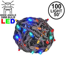 Load image into Gallery viewer, Novelty Lights 100 Commercial LED Christmas Lights (Multi Colored), 50 Feet w/ 6&quot; Bulb Spacing, 5mm Bulbs, UL Listed, Brown Wire String Lights
