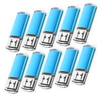 KOOTION Flash Drive 16GB 10 Pack USB 2.0 Thumb Drive Capped Memory Stick Jump Drive, Blue