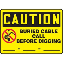 Load image into Gallery viewer, Accuform MELC609VS, 10&quot; x 14&quot; Adhesive Vinyl OSHA Sign:&quot;Buried Cable Call Before Digging&quot;, Pack of 15 pcs
