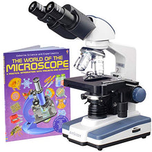 Load image into Gallery viewer, AmScope B120C-WM Siedentopf Binocular Compound Microscope, 40X-2500X Magnification, Brightfield, LED Illumination, Abbe Condenser, Double-Layer Mechanical Stage, Includes Book
