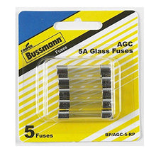 Load image into Gallery viewer, Cooper Bussmann BP-AGC-5-RP 5A Type AGC Glass Tube Fuse 5 Pack, Pack of 5 /RM#G4H4E54 E4R46T32576784

