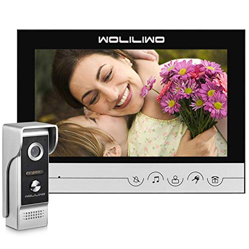 Wired Video Intercom System, Video Doorphone 9 Inches Monitor with Camera Wired Video Doorbell Kits Support Unlock, Monitoring, Dual-Way Intercom for House Office Apartment(Need Connection Line)