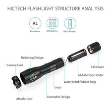 Load image into Gallery viewer, LED Flashlight, Hictech 1600 Lumens A100 Handheld Tactical Flashlight Torch with 5 Modes Super Bright Zoomable Waterproof Foucs Adjustable for Hunting, Cycling, Climbing, Camping (1PC-T6S)
