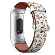 Load image into Gallery viewer, Replacement Leather Strap Printing Wristbands Compatible with Fitbit Charge 3 / Charge 3 SE - Floral Pattern
