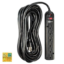 Load image into Gallery viewer, WELTRON - Wall Mount 6 Outlet Surge Protector Power Strip 25 ft. Black (WSP-600PLF-25BK)
