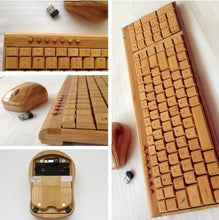 Load image into Gallery viewer, Smart Tech Handcrafted Natural Bamboo Wooden PC Wireless 2.4GHz Keyboard and Mouse Combo
