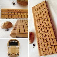 Smart Tech Handcrafted Natural Bamboo Wooden PC Wireless 2.4GHz Keyboard and Mouse Combo