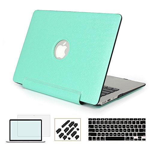 RYGOU Premium PU Leather Hard Shell with Keyboard Cover Screen Protector Compatible MacBook Air 13 Inch Model:(A1466&A1369)