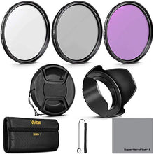Load image into Gallery viewer, 58MM Professional Lens Filter Accessory Kit (HD Filter Kit (UV, CPL, FLD) + Carry Pouch + Tulip Lens Hood + Snap-On Lens Cap w/Cap Keeper Leash + Microfiber Lens Cleaning Cloth)
