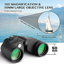 Load image into Gallery viewer, Aomekie 10x50 Binoculars for Adults Marine Military Binoculars Waterproof with Rangefinder Compass BAK4 Prism FMC Lens for Birdwatching Hunting Boating
