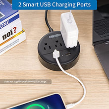 Load image into Gallery viewer, Flat Plug Power Strip with USB, NTONPOWER Travel Power Strip Extension Cord 5 ft, Compact Nightstand Charging Station with 3 Outlet and 2 USB, Wall Mount for Home, Office, Dorm Room Essentials, Black

