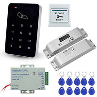 LIBO Full Set Kit of RFID Access Control Keypad 125KHz with DC12V Electric Lock Electronic Bolt Lock, 3A Power Supply, Exit Button, 10pcs ID Key Cards
