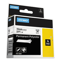 DYMO 18484 Rhino Permanent Poly Industrial Label Tape Cassette, 3/4in x 18ft, White