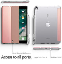 Load image into Gallery viewer, iPad Air 3 Case (10.5 Inch, 2019), iPad Pro 10.5 Case, Poetic Smart Cover with Apple Pencil Holder, Flexible Soft Clear TPU Back, Slim Fit Trifold Stand Folio Front, Lumos X Series, Rose Gold/Clear
