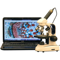 AmScope M158C-2L-E3 40X-1000X Cordless LED Top & Bottom Lights Compound Microscope + 3MP USB Camera