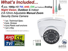 Load image into Gallery viewer, Evertech 4Pcs. 1080P 2.4P HD Day Night Vision Manual Zoom Outdoor Indoor Dome CCTV Security Camera Compatible AHD TVI CVI and Traditional Analog DVRs with Free CCTV Warning Sign
