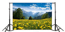 Load image into Gallery viewer, Baocicco 10x6.5ft Yellow Dandelions Between Spring Mountains View Background Wedding Photography Backdrops Clear Blue Sky White Clouds Nature Landscape Vacation Decor Studio Prop
