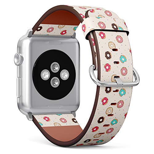 Compatible with Small Apple Watch 38mm, 40mm, 41mm (All Series) Leather Watch Wrist Band Strap Bracelet with Adapters (Donuts)