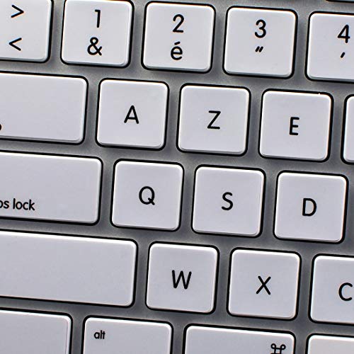 French AZERTY NS Non-Transparent Keyboard Labels Work with Apple White Background for Desktop, Laptop and Notebook