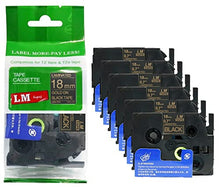 Load image into Gallery viewer, 6/Pack LM Tapes - LMe344 Premium 3/4&quot; Gold Print on Black Label Compatible with Brother TZe344 P-Touch Tape Includes Tape Color/Size Guide. Replaces TZ-344 18mm 0.7 Laminated
