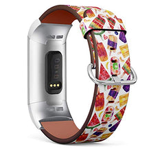 Load image into Gallery viewer, Replacement Leather Strap Printing Wristbands Compatible with Fitbit Charge 3 / Charge 3 SE - Watercolor Popsicle Pattern
