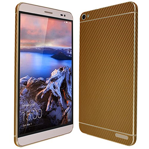 Skinomi Gold Carbon Fiber Full Body Skin Compatible with Huawei Mediapad X2 (Full Coverage) TechSkin with Anti-Bubble Clear Film Screen Protector