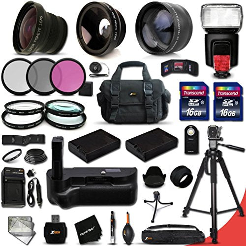 Mega Pro 34 Piece Accessory Kit for Nikon D5300, Nikon D5200, Nikon D5100 DSLR Cameras Includes 58mm High Definition 2X Telephoto Lens + 58mm High Definition Wide Angle Lens + Ring Adapters that enabl