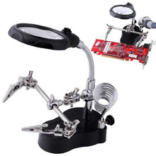 Load image into Gallery viewer, MAGIKON 3rd Helping Hand Magnifying Soldering Iron Stand, LED Magnifier,360 Degrees&#39; Swivel, for Light Work According to The Size and Weight
