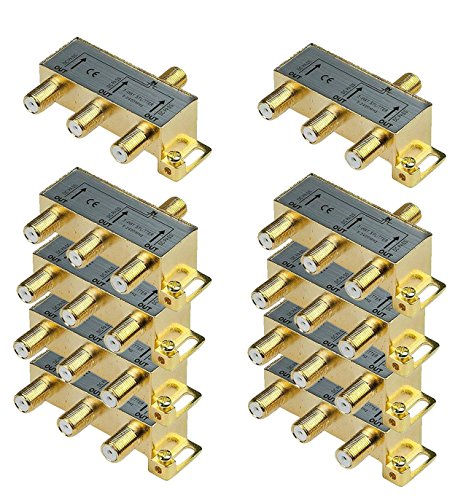 iMBAPrice 110014-10 (10-Pack) Glod Plated 2.4 Ghz 3-Way Coaxial Cable Splitter F-Type Screw for Video Satellite Splitter/VCR/Cable Splitter/TV Splitter/Antenna Splitter/RG6 Splitter