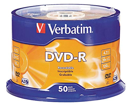VERBATIM DVD-R Disc, 4.70 GB Capacity, 16x Speed - pkg. of 50