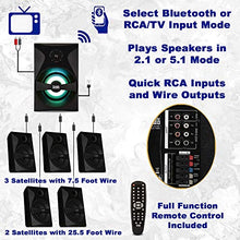 Load image into Gallery viewer, Acoustic Audio Bluetooth 5.1 Speaker System with Sub Light FM and Optical Input Home Theater 6 Speaker Set
