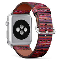 Compatible with Small Apple Watch 38mm, 40mm, 41mm (All Series) Leather Watch Wrist Band Strap Bracelet with Adapters (Ethnic Tribal Art)