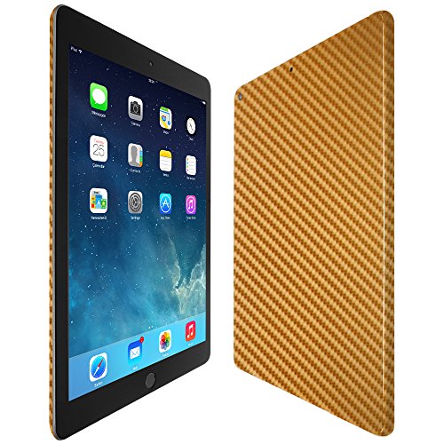 Skinomi Gold Carbon Fiber Full Body Skin Compatible with Apple iPad 9.7 inch (2018)(Full Coverage) TechSkin with Anti-Bubble Clear Film Screen Protector