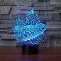 3D Ship Night Light Illusion Lamp 7 Color Change LED Touch USB Table Gift Kids Toys Decor Decorations Christmas Valentines Gift