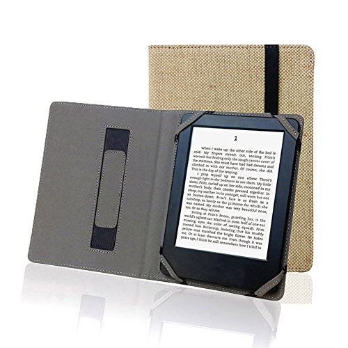Natural Linen Case Cover for Pocketbook Touch HD 2,Pocketbook Touch Lux 3,Pocketbook Basic 3,Pocketbook Basic Touch 2,Pocketbook Aqua 2 (Sahara Brown)