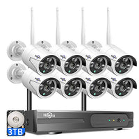 Hiseeu 2K Wireless Security Camera System Outdoor/Indoor 10 CH NVR Kit 8Pcs cameras 3MP WiFi Surveillance Camera for Home Night Vision,Bullet Camera,Waterproof,Motion Detection,3TB Hard Drive,DC Power
