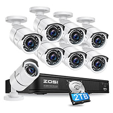 Load image into Gallery viewer, ZOSI 5MP Lite H.265+ Home Security Camera System, 8 Channel CCTV DVR Recorder with Hard Drive 2TB and 8 x 1080P Bullet Camera Outdoor Indoor with 120ft Night Vision, Remote Access, Motion Alerts
