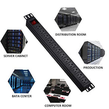 Load image into Gallery viewer, BTU Power Strip Surge Protector Rack-Mount PDU, 12 Right Angle Outlets Wide-Spaced, 15A/125V, 6ft Cord, Black
