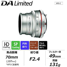 Load image into Gallery viewer, PENTAX Limited Lens telephoto Fixed Focal Length Lens HD PENTAX-DA70mmF2.4Limited Silver K Mount APS-C Size from JPN
