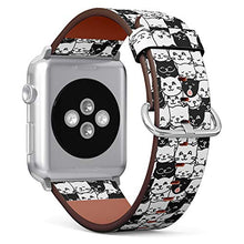 Load image into Gallery viewer, S-Type iWatch Leather Strap Printing Wristbands for Apple Watch 4/3/2/1 Sport Series (38mm) - Funny Cute cat Faces Pattern
